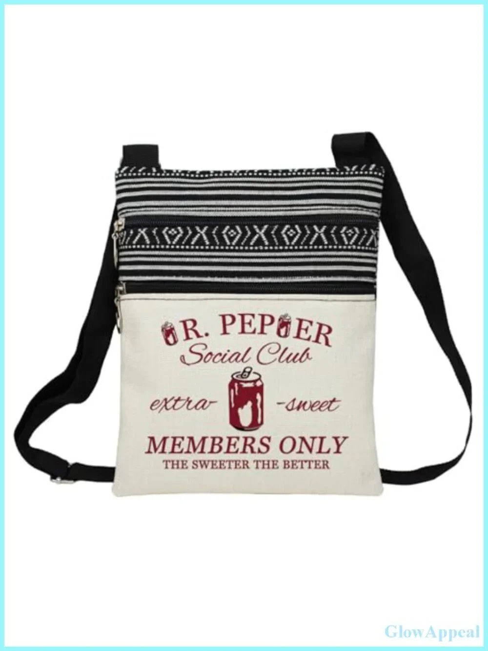 Polyester Ethnic Pattern Crossbody Messenger Bag Adjustable Strap